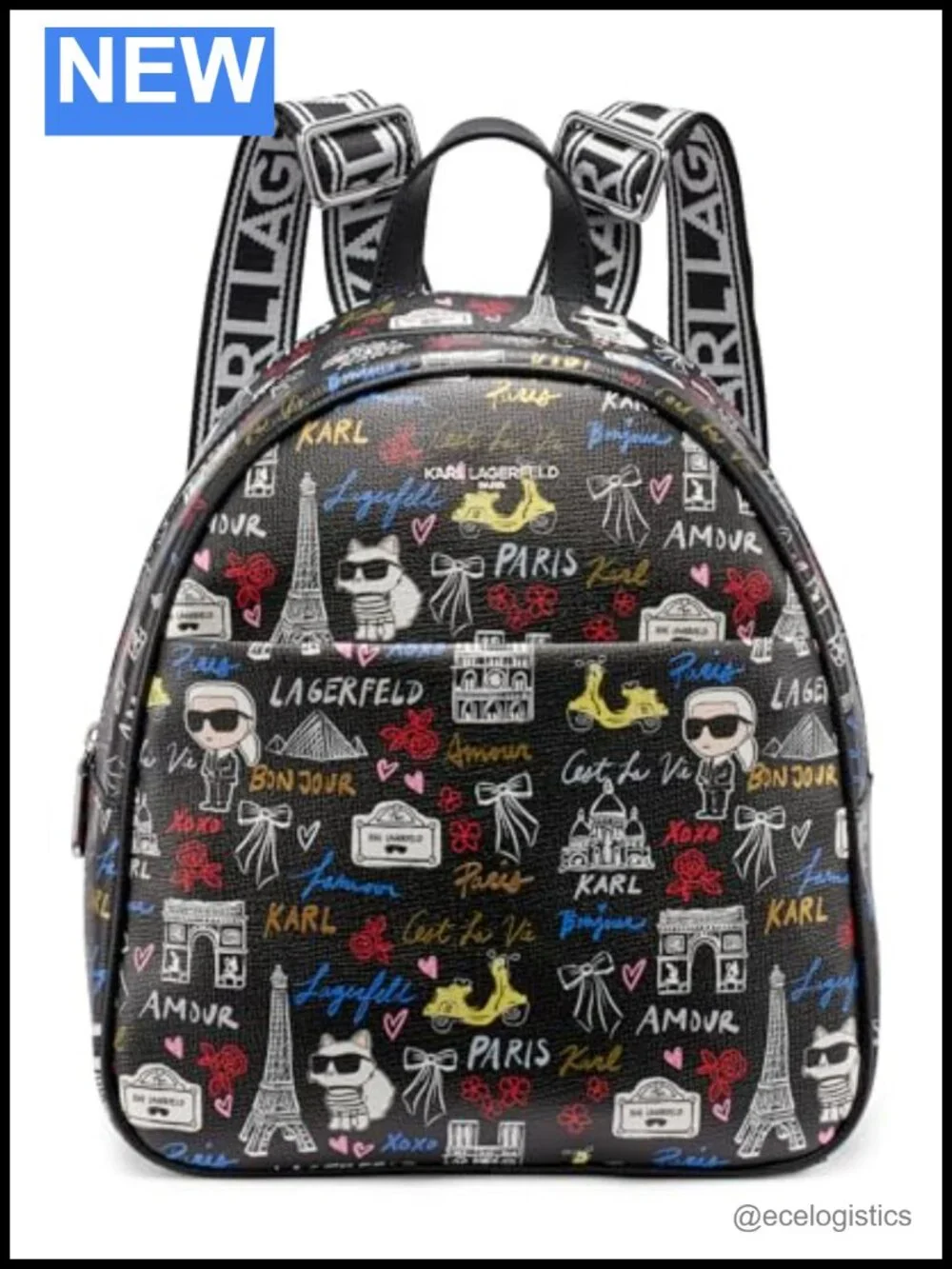 Vintage Paris Skyline Backpack - PVC Hard Shell Travel Daypack